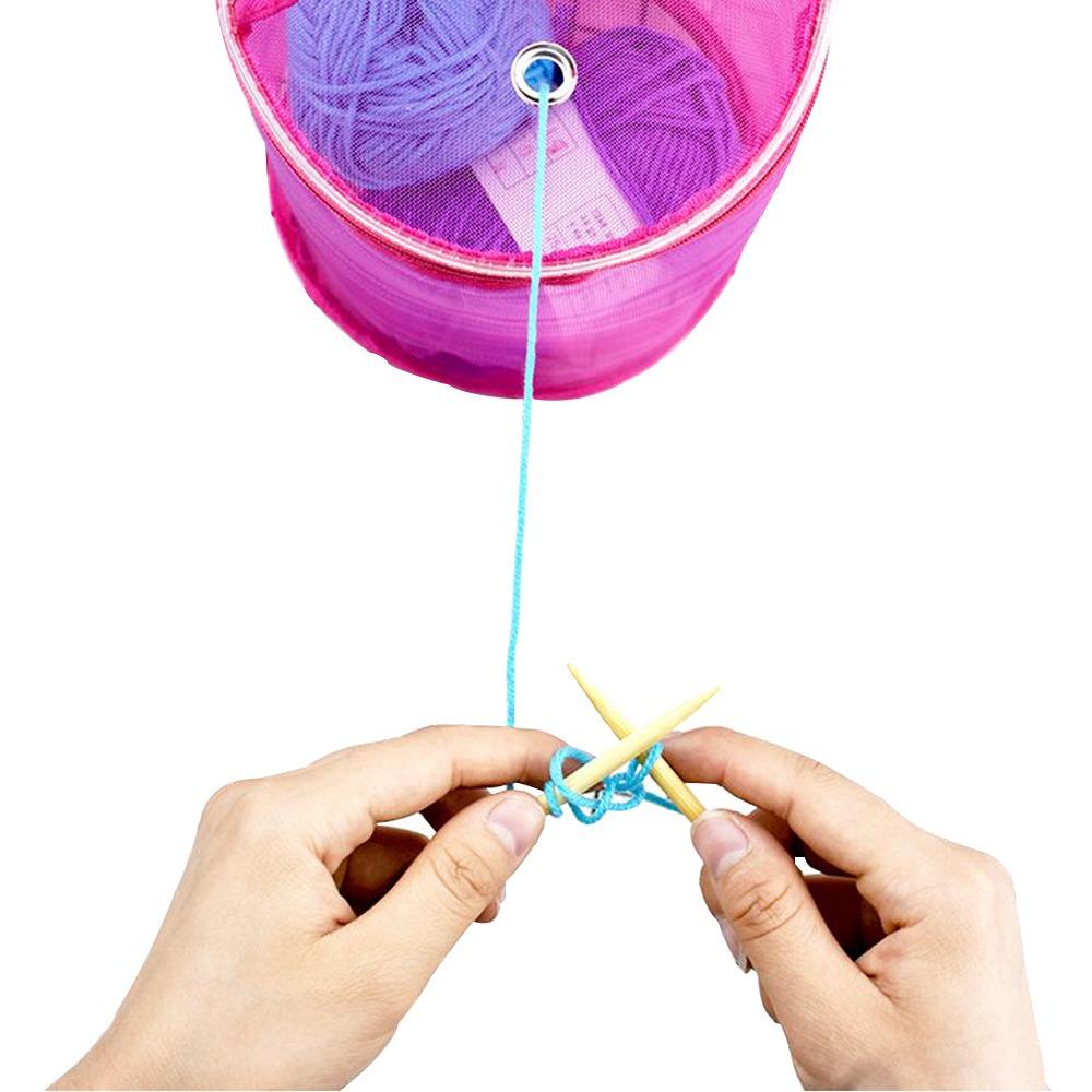 Красочные ткацкие инструменты Вязаные корзины Сетчатая сумка для пряжи Хранение шерсти Сетчатый органайзер для вязания крючком