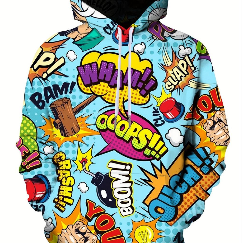 Плюс размер мужской яркий 3D граффити графика повседневный свитер с длинным рукавом зимние сезоны уличная одежда для активного отдыха повседневная одежда
