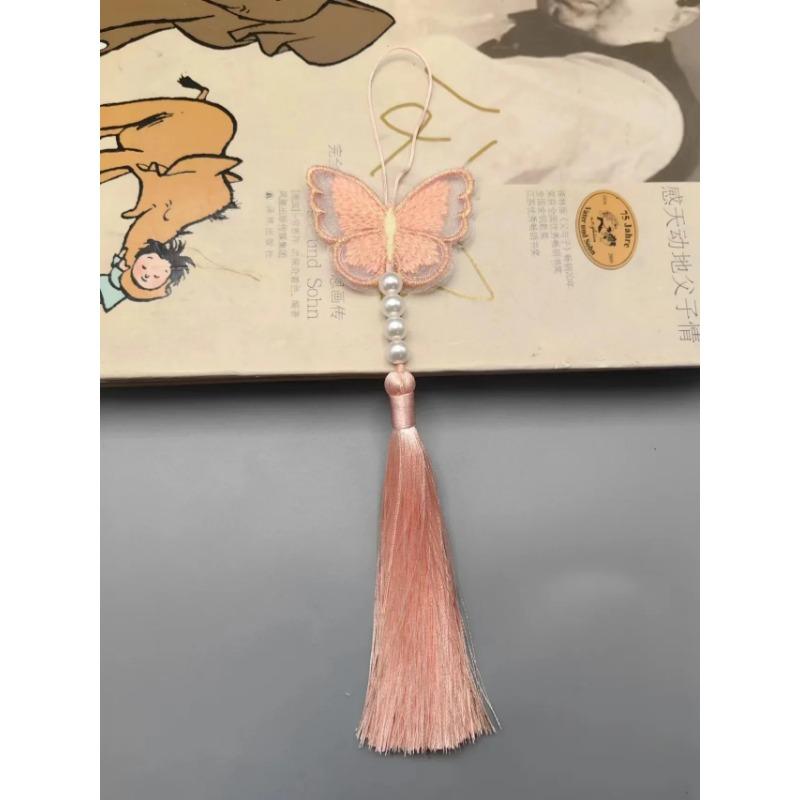 Chinese Classic Tassels Delicate Ethnic Style Flower Metal Frame Pendants DIY Handicraft Ornaments Key Ring Decoration