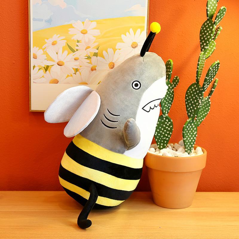 35 см забавная плюшевая игрушка акула и пчела, мягкая кукла акула пчела, декоративная подушка, детские игрушки, подарок на день рождения, Рождество