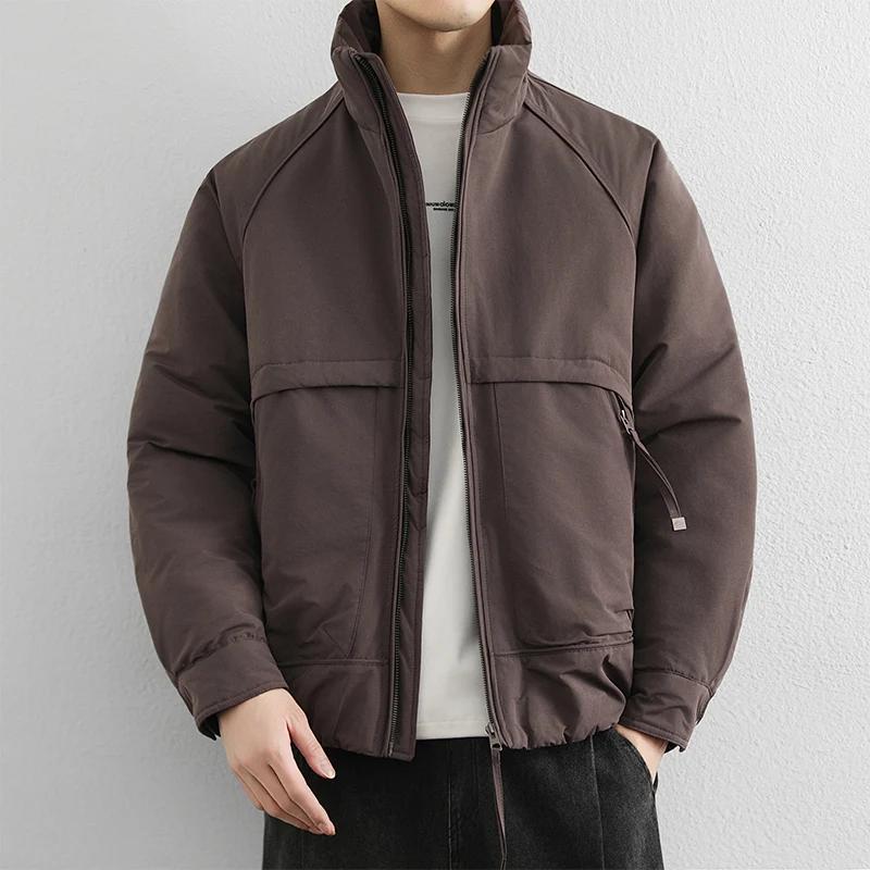 Осень Зима Мужская Свободная Куртка Харадзюку Мужские Куртки Парки Мужская Мода Повседневные Пальто Мужская Верхняя Одежда Черные Хлопковые Утепленные Куртки