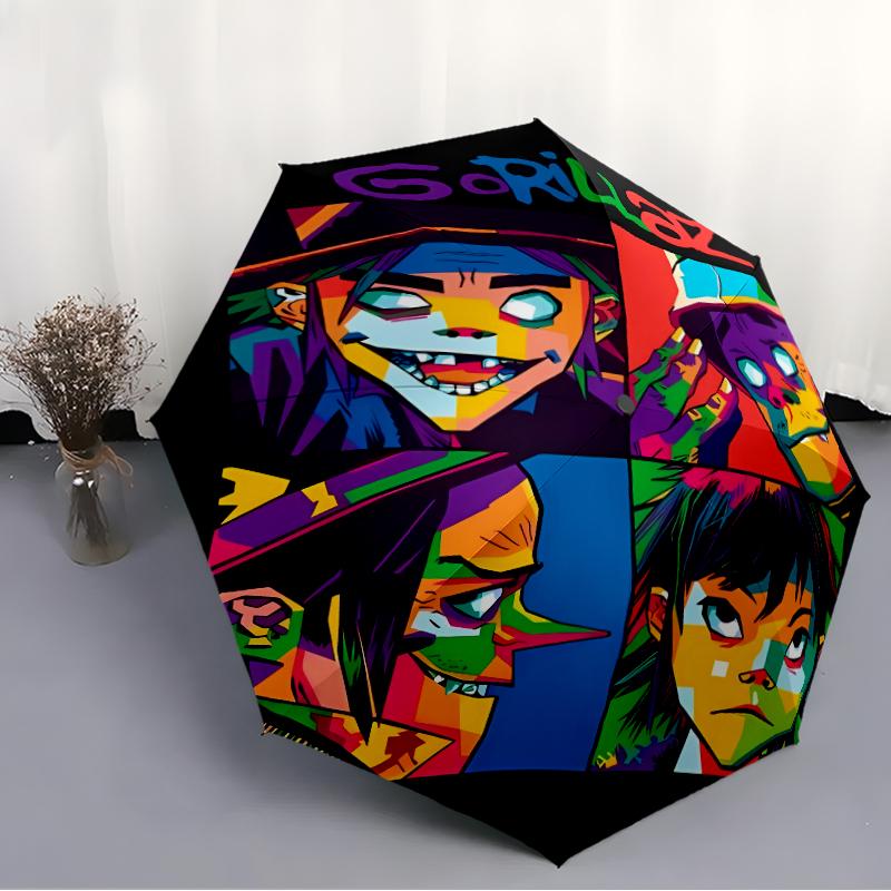 Складной зонт Gorillaz с принтом, для улицы, отдыха и путешествий, прочная ткань зонта, подарок на день рождения и праздник