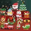 HUIQIBAO Mini Christmas Tree Santa Claus Children Train Model Micro Bricks Building Block Snowman Elk Bricks Toys New Year Gift