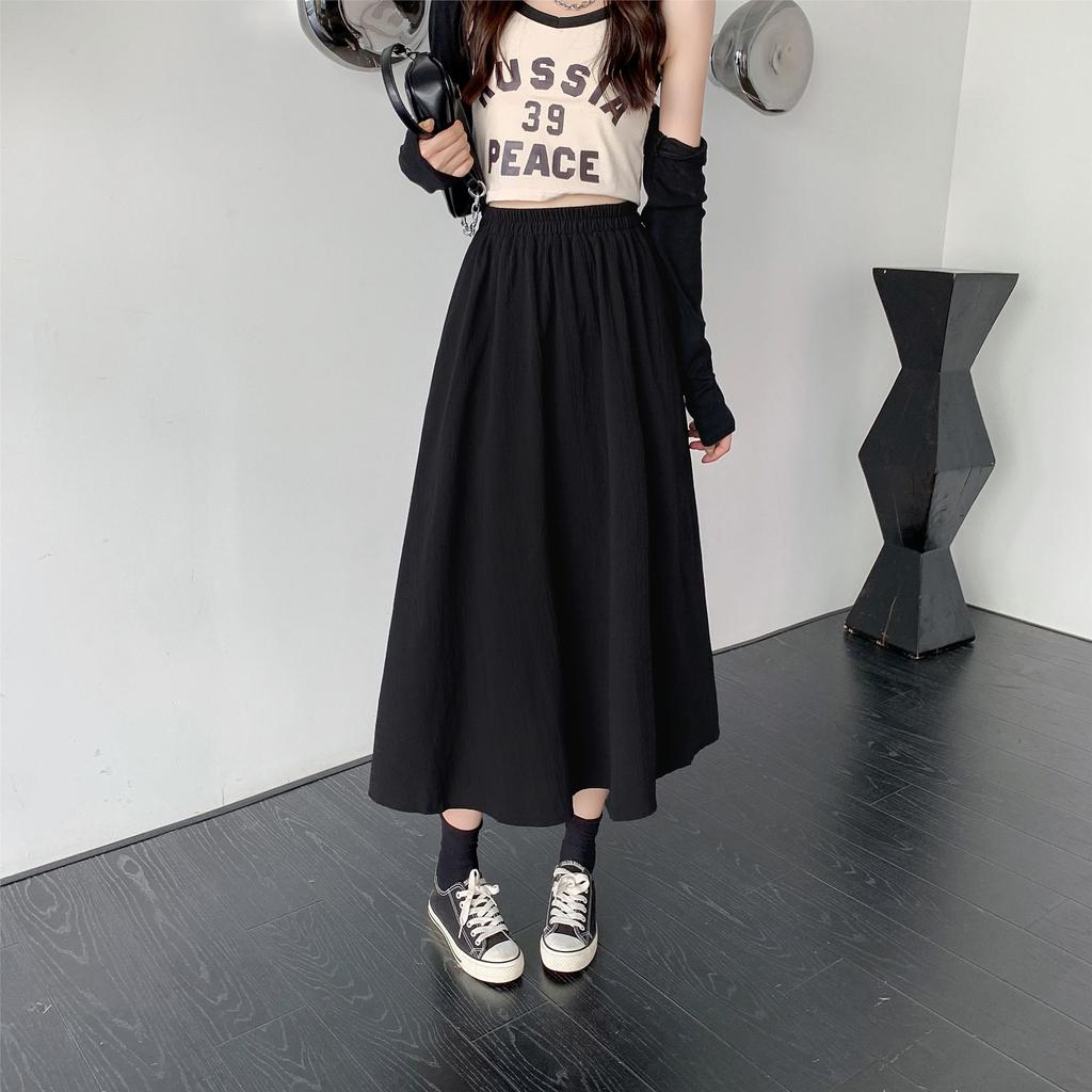 Женская черная эластичная миди-юбка А-силуэта, с высокой талией, для похудения, в форме зонта - Классический расклешенный силуэт для всех случаев