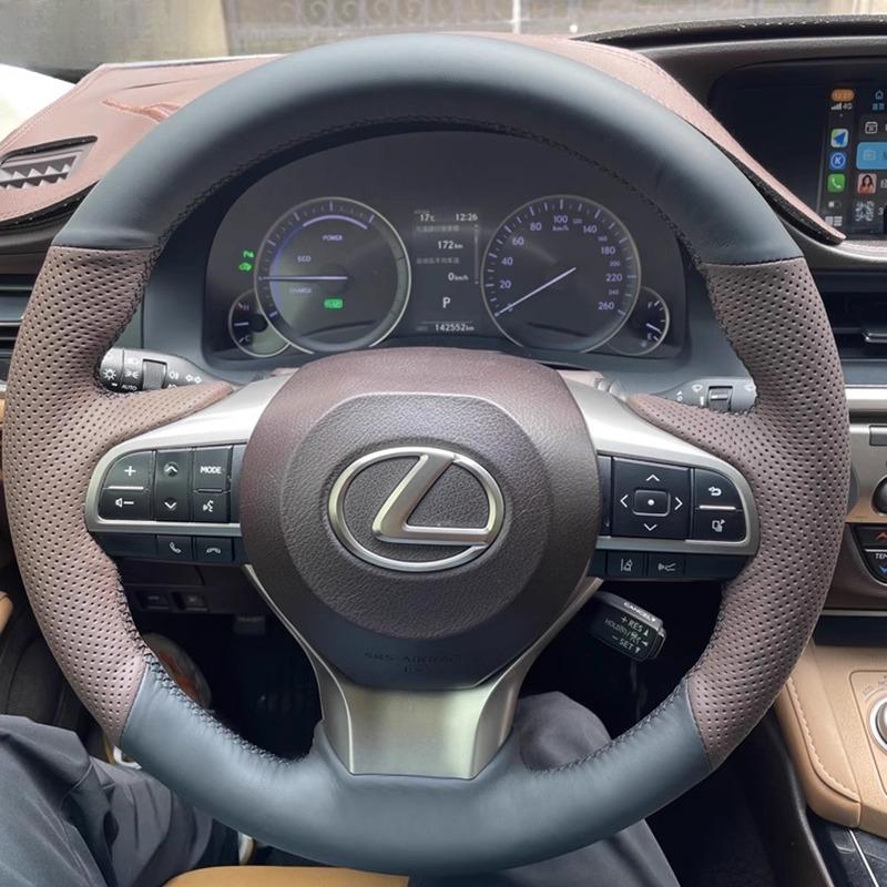 Ручная строчка Нескользящая Черно-коричневая Кожаная Накладка на руль автомобиля Для Lexus ES250 ES300h GS200 GS300h GS450h LX570