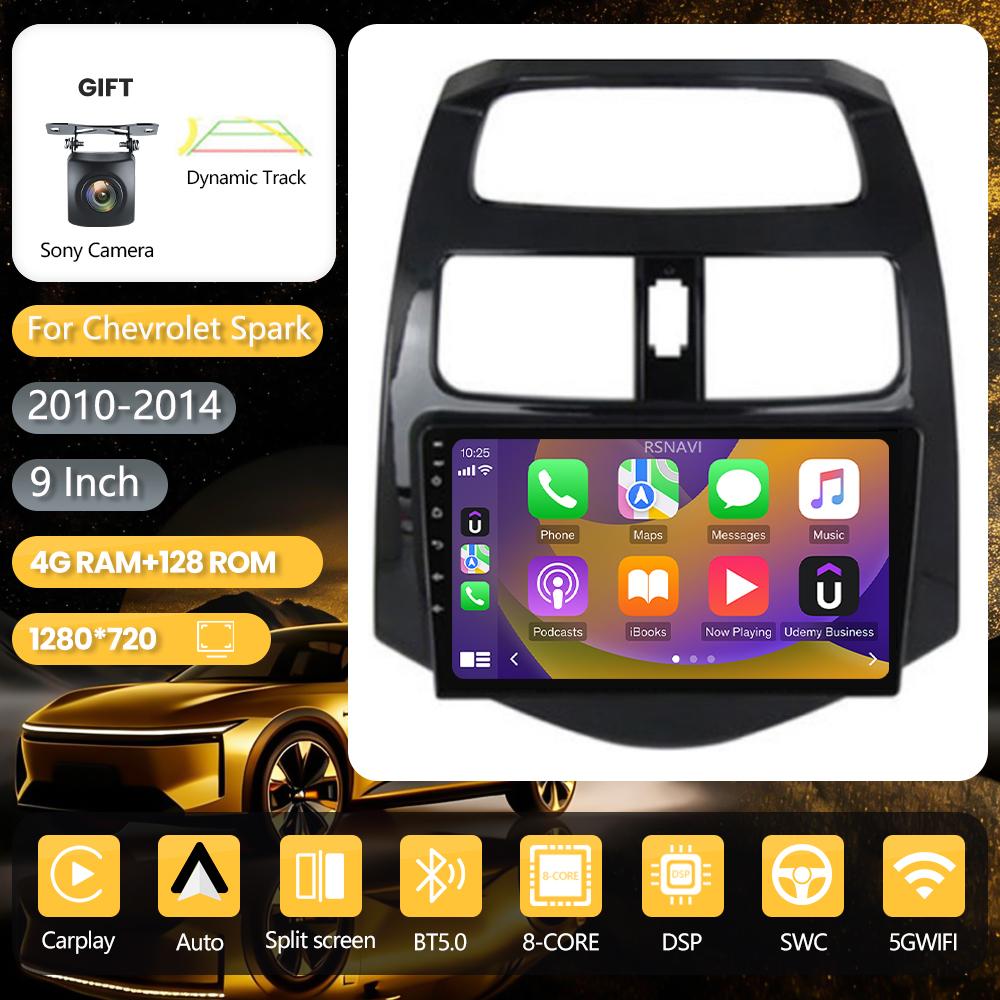 Автомагнитола Android 16 для Chevrolet Spark 2010 2011-2014 с DSP, беспроводным CarPlay, Plug and Play