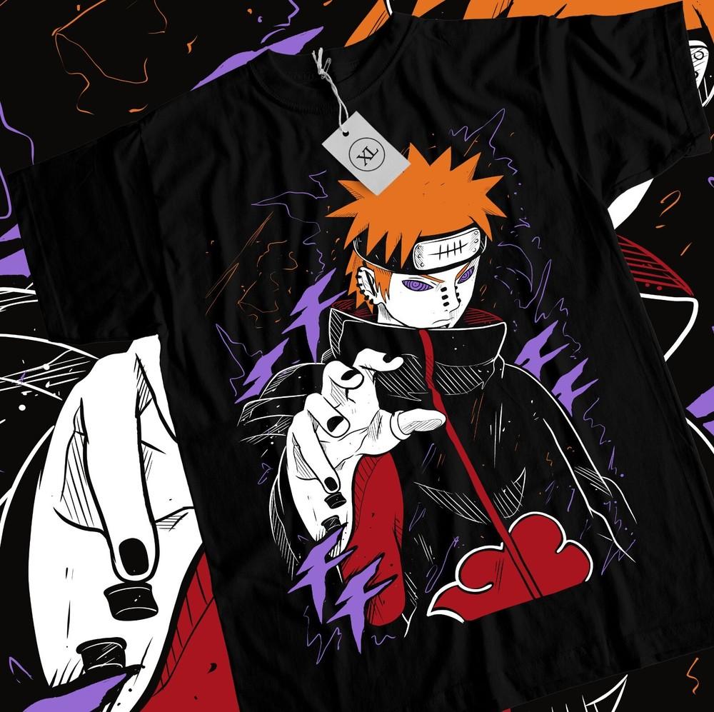 Футболка Pain Akatsuki Naruto Итачи Учиха Хоррор Манга Аниме Черная Подарочная футболка Унисекс Футболка