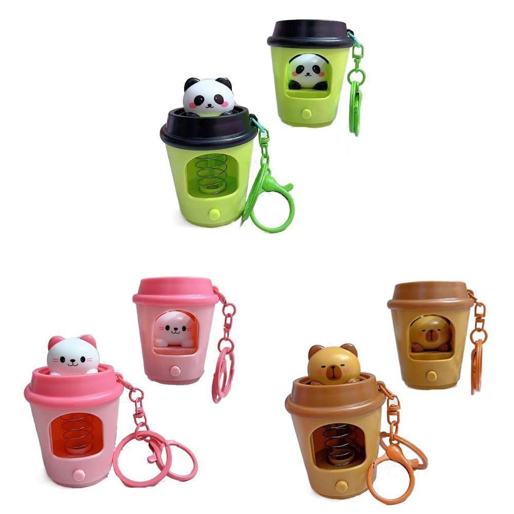 Bounce Car Keyring Panda Capybara Pendant Unique Cartoon Animals Dolls  Charms