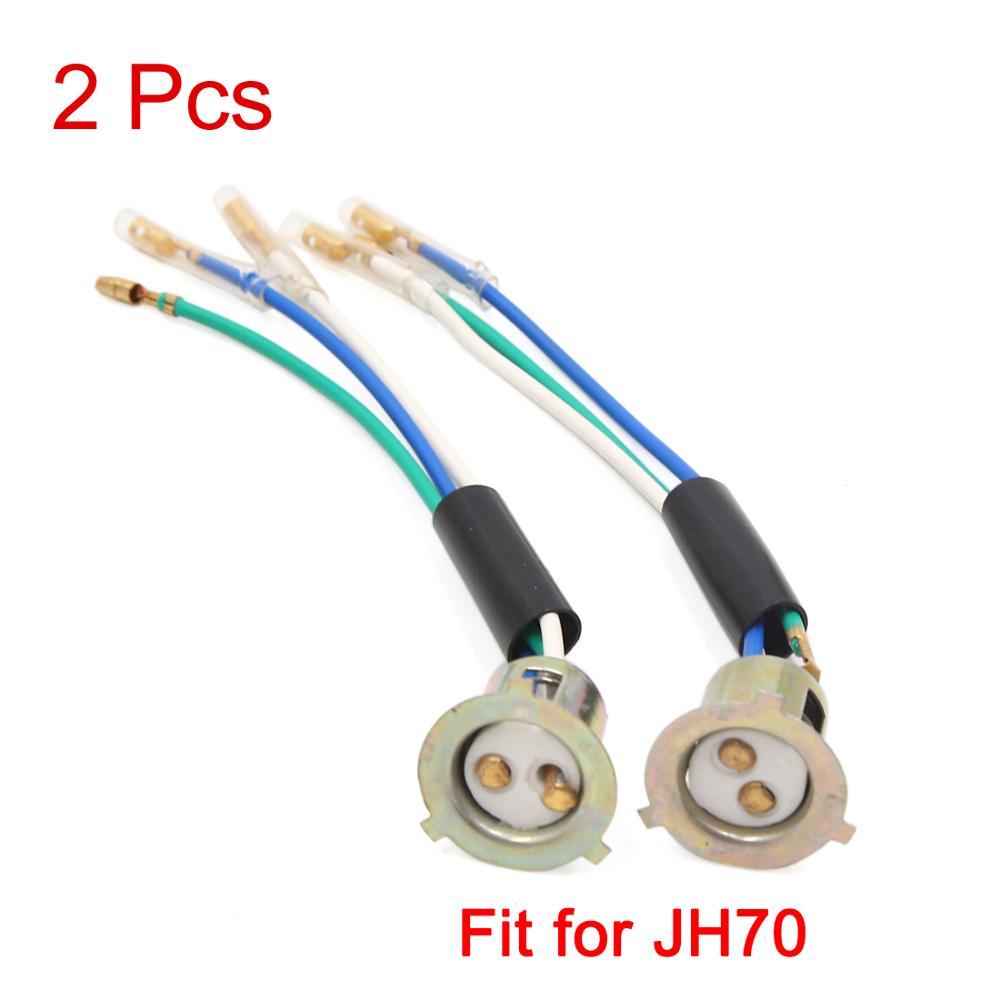 X Autohaux 2 Pcs 3 Wires Motorcycle Scooter Headlight Head Lamps Socket Holder Adapter Fit for CG125 JH70 DY100