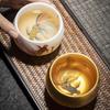 Master Handmade Gilt Real Gold Jianzhan Master Teacup Ice Suet Jade Porcelain Tea Cup Ceramic Master Cup