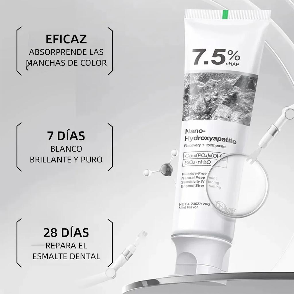 7.5% Nano-Hydroxyapatite Recovery Toothpaste 120g, Fluoride Free Natural Peppermint Toothpaste, Enamel Strengthening Oral Care Paste,3pcs