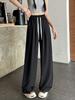 Женские рубчатые брюки с широкими штанинами, эластичные на кулиске, с высокой талией, палаццо