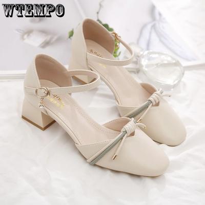 Туфли женские, летние туфли на одинарной платформе Fairy Wind, с квадратной головкой и пряжкой, босоножки с пакетной головкой, женские туфли на толстом среднем каблуке, женская обувь