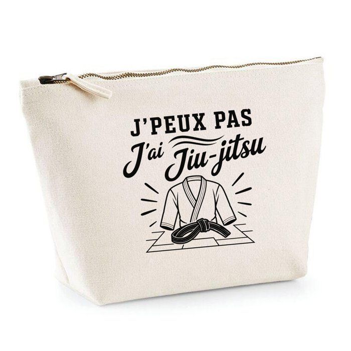 Trousse de toilette - PLANETEE - J’peux pas j’ai Jiu-jitsu (minimaliste) - Beige - 100% coton - Impression DTG durable