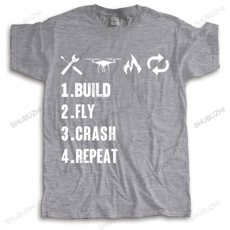 Unisexy Summer Crew Neck Cotton Tshirts Short Sleeve Tees Build Fly Crash Repeat New Arrived Unisexs Fashion Brand Teeshirt Funny Top