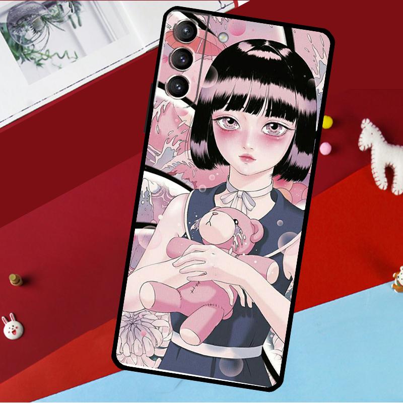 Мультяшная Девушка Эстетичный Чехол Для Samsung Galaxy S26 S25 S24 S22 S23 Ultra Plus S20 S21 FE S9 S10 S25 FE Чехол для Телефона