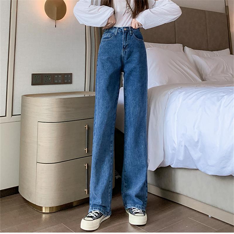 2022 Fashion Casual High Street Clothes Wide Leg Pant Women Jeans Autumn Winter High Waist Slouchy Straight Leg Denim Trouser