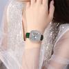 Simple Square Rhinestone Quartz Watch Casual Leather Women's Clock Wristwatch
