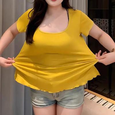 Женские топы, мягкая эластичная рубашка с U-образным вырезом, короткий рукав, облегающая блузка со складками на талии, однотонный пуловер, топы на каждый день