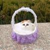 Реалистичная игрушка для кошек со звуком, портативная кружевная корзина с цветами, имитация искусственного меха, модель котенка, украшение, украшение для детей, любителей домашних животных, подарок на день рождения
