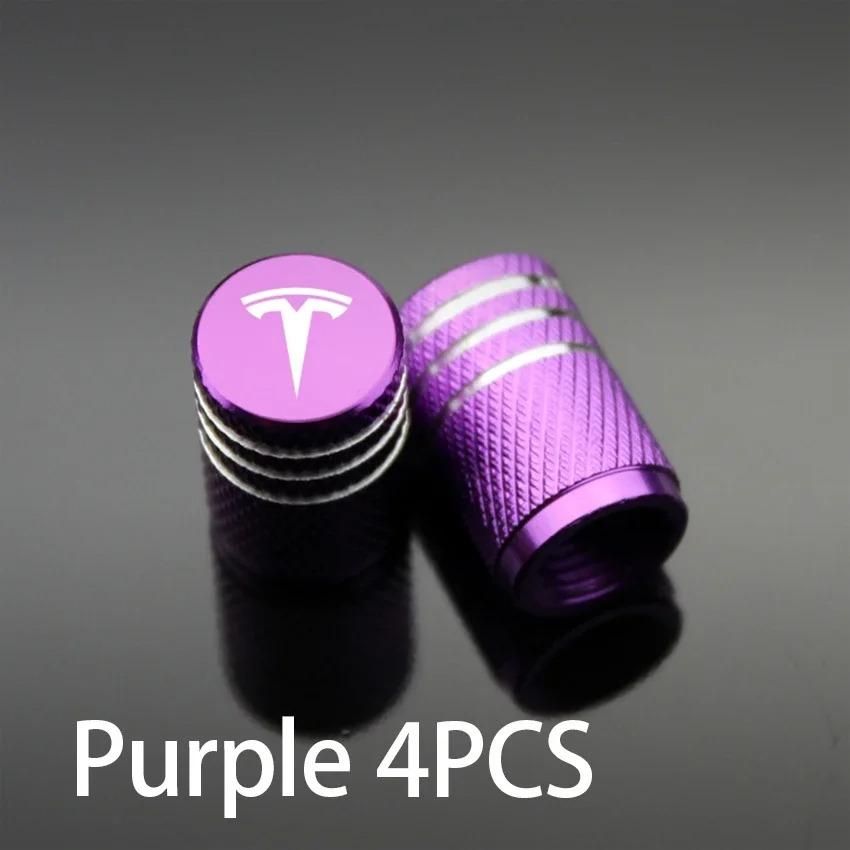 CSNK3 Tesla Model 3 Y S X - 4PCS Aluminum Alloy Tire Valve Stem Caps Covers, Car Wheel Accessories Replacement