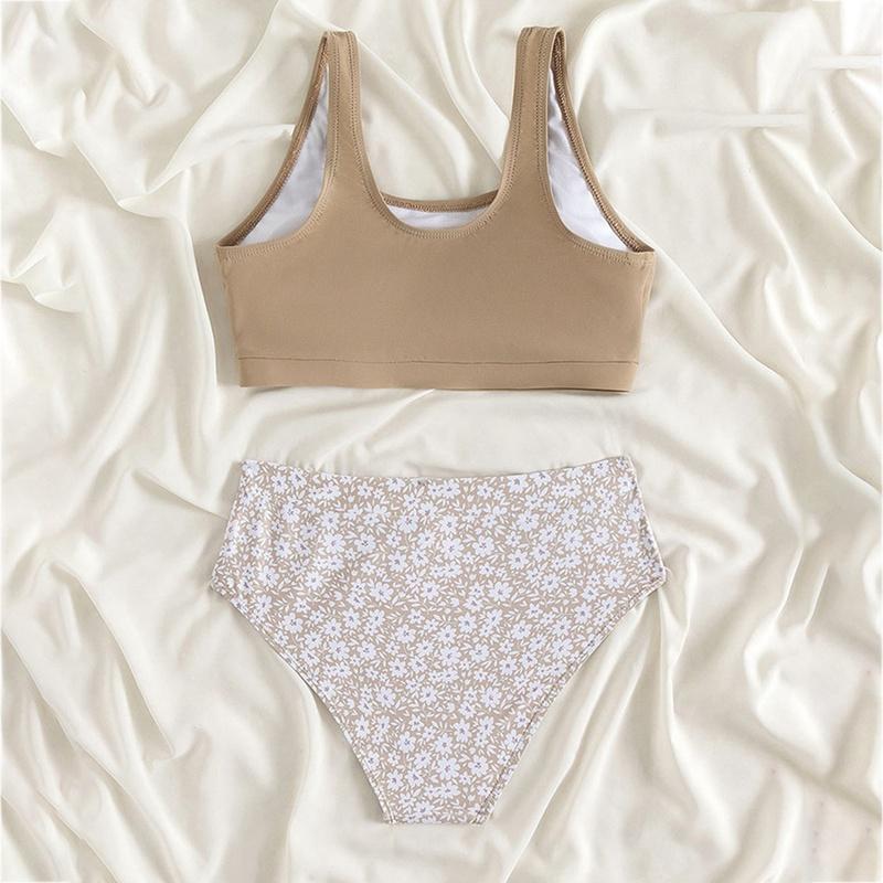 Детский купальник танкини для девочек, пляжный купальник-бикини для девочек, комплект из двух частей