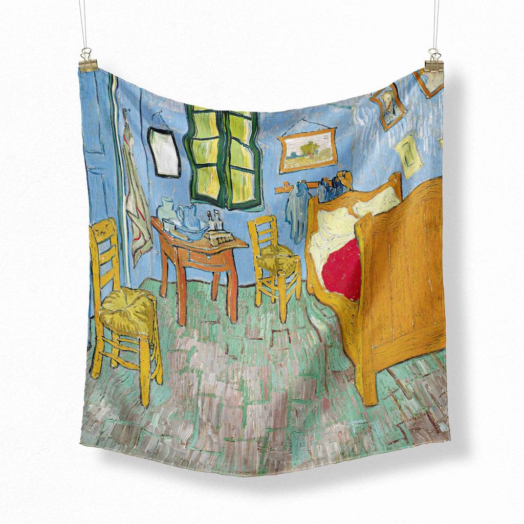 70cm Flower Oil Painting New Spring Winter Silk Scarf Men Luxury Brand Designer Fashion Scarves Plaid for Women Scarf