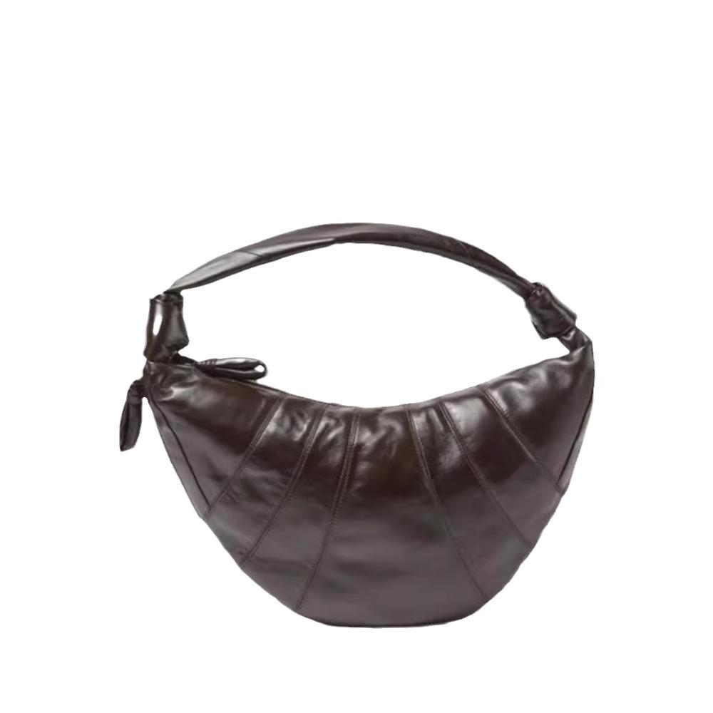 "Women's Sheepskin Leather Croissant Shoulder Bag"