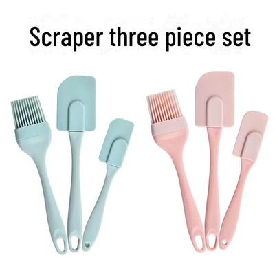 Набор силиконовых инструментов из 3 предметов: Съемная кисточка для масла, лопатка для барбекю и скребок для торта.