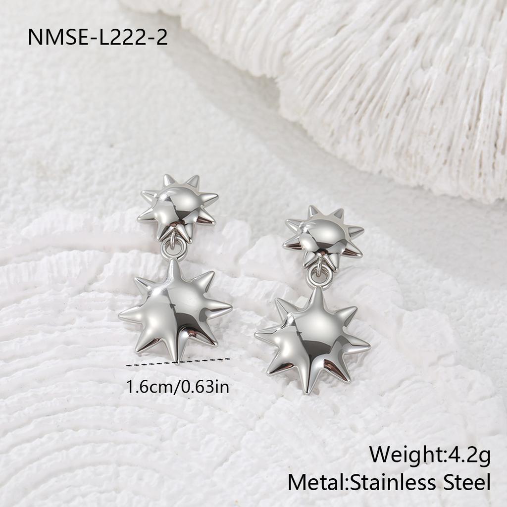 GEMCHIC Women's Stainless Steel Sun Earrings Geometric Drop Dangle Studs Gold Silver Color Non-Tarnish Fashion Jewelry