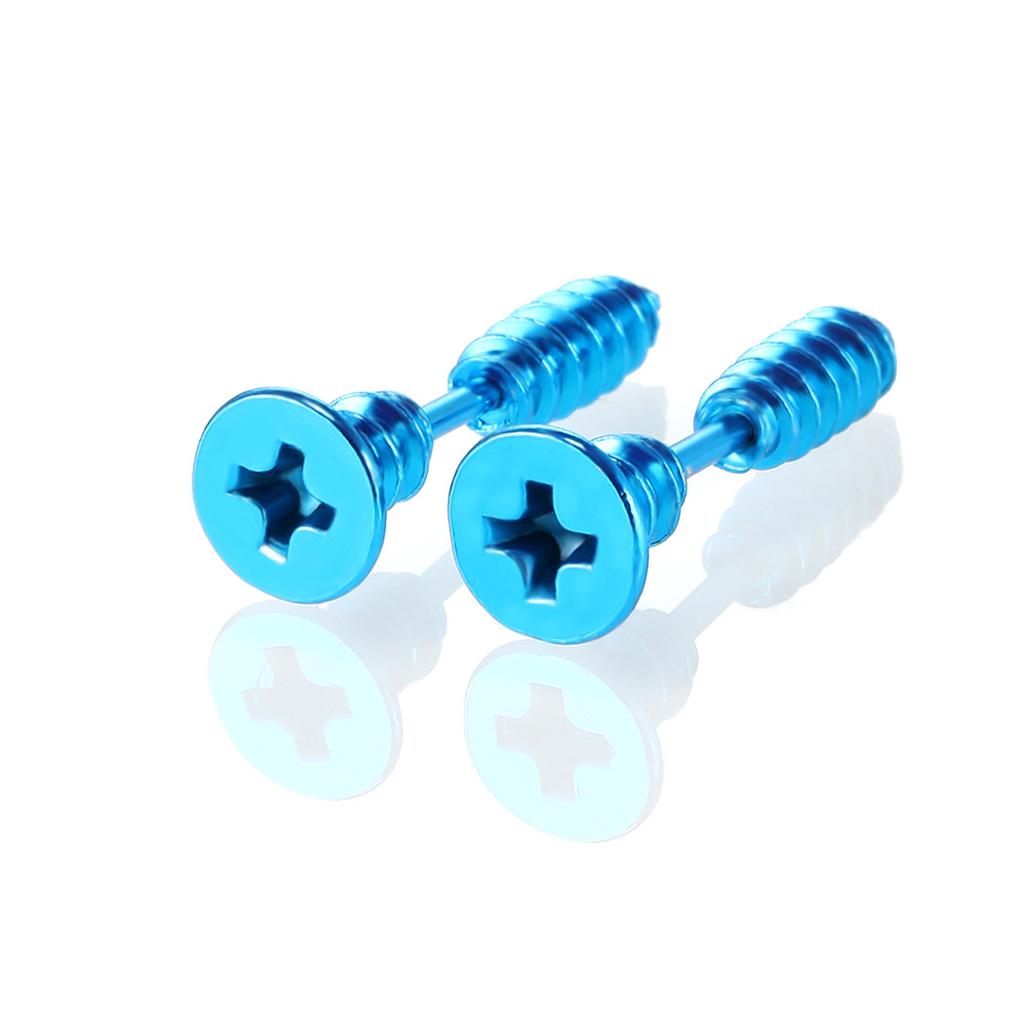 Multiple Colors Small Stainless Steel Screw Men's Studs Earrings Women Punk Gothic Black Tragus Piercing Ear Jewelry Accessories
