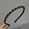 Punk Metal Chains Gold Color Women Hair Band Korean Hair Hoop Hair Accessories PU Chains Headband