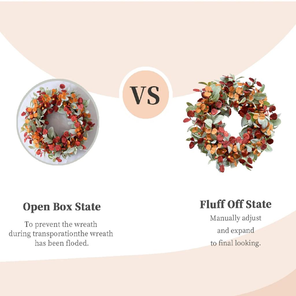 День Благодарения Осенняя Ягодная Дверная Подвеска Цветочный Венок, Венок из Цветов для Украшения Крыльца Дома