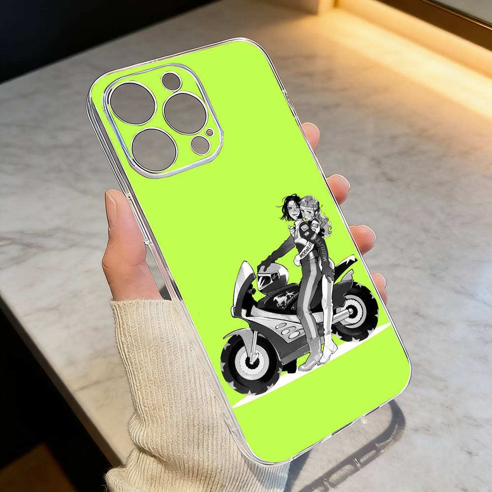 KiniOto Манга Зеленый Юри Парень Чехол для Телефона Для iPhone 17 16 15 14 13 12 11 Mini Pro Max Plus Прозрачный Чехол