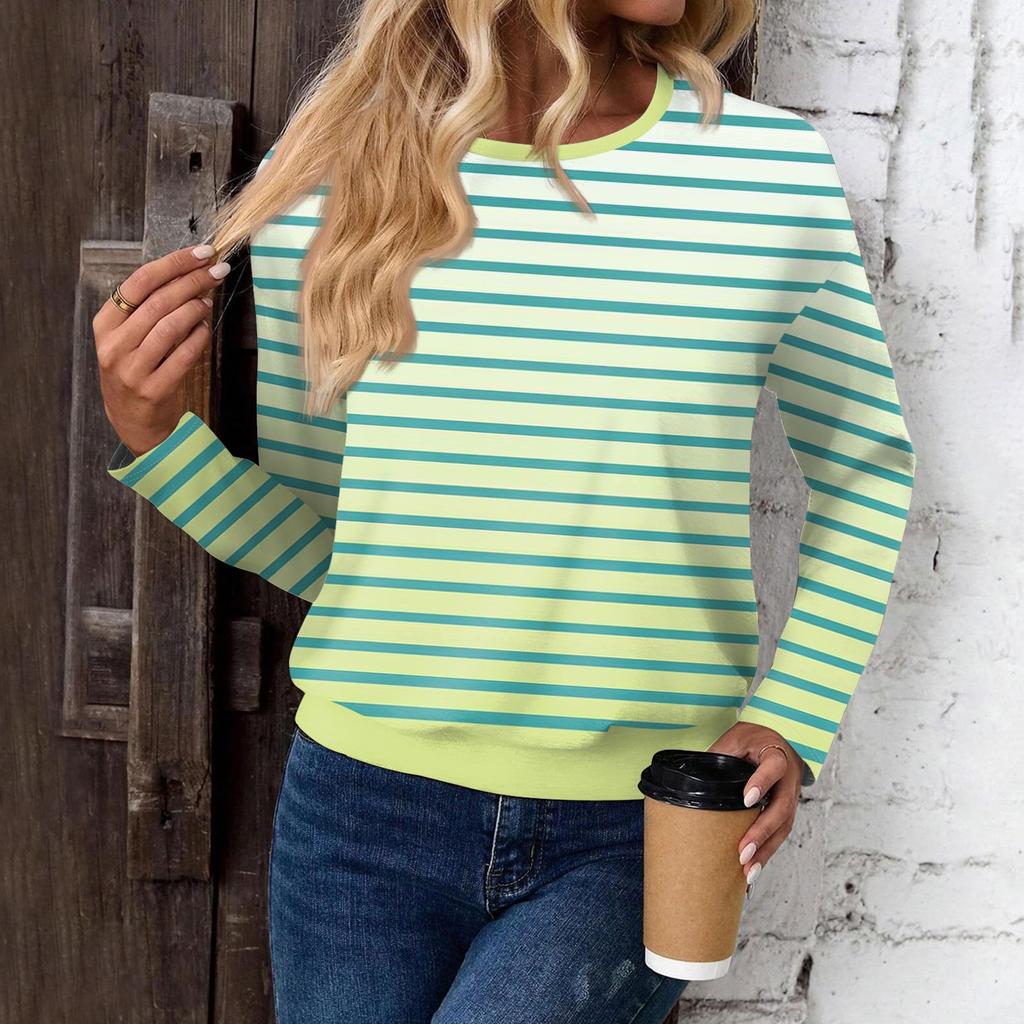 Женский модный повседневный топ с длинными рукавами и принтом, открытыми плечами и круглым вырезом