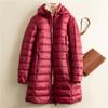 2025 Autumn and Winter New Removable Hat Light Thin Down Jacket Women's Medium and Long Slim Large Size Jacket Tide