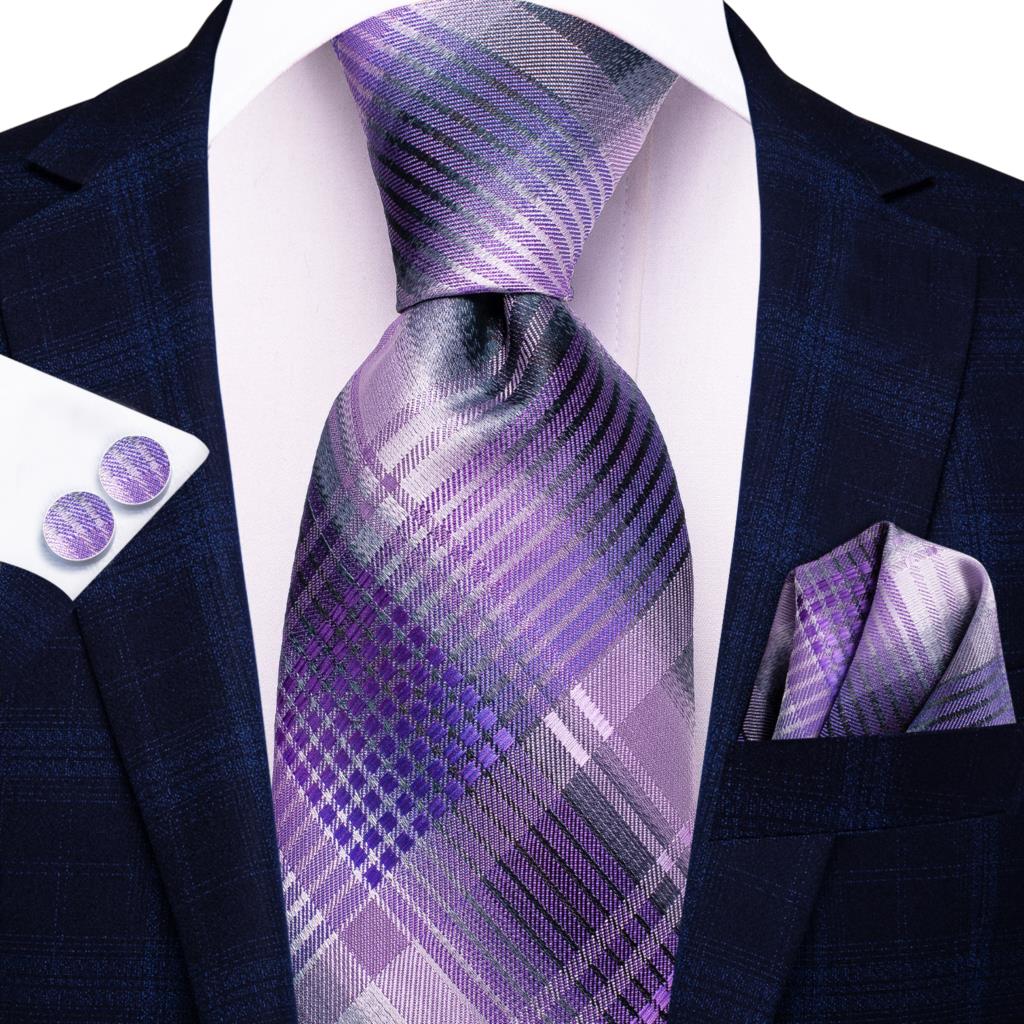 Hi-Tie Фиолетовый Однотонный Шелковый Галстук с Узором Пейсли Свадебный для Мужчин Новинка Платок Запонки Подарок Набор Галстуков для Мужчин Вечеринка Бизнес Дропшиппинг