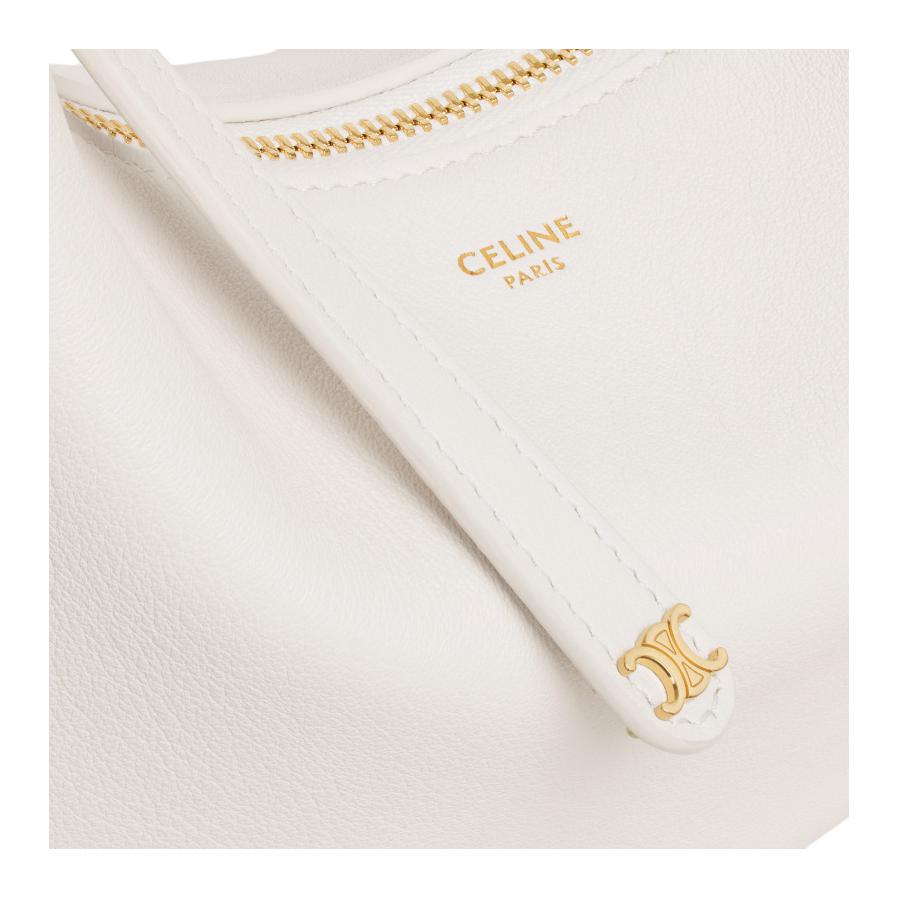 Celine Lulu Gold-Finished Leather Shoulder Tote Bag Women handbags White 120723DPJ.01RC