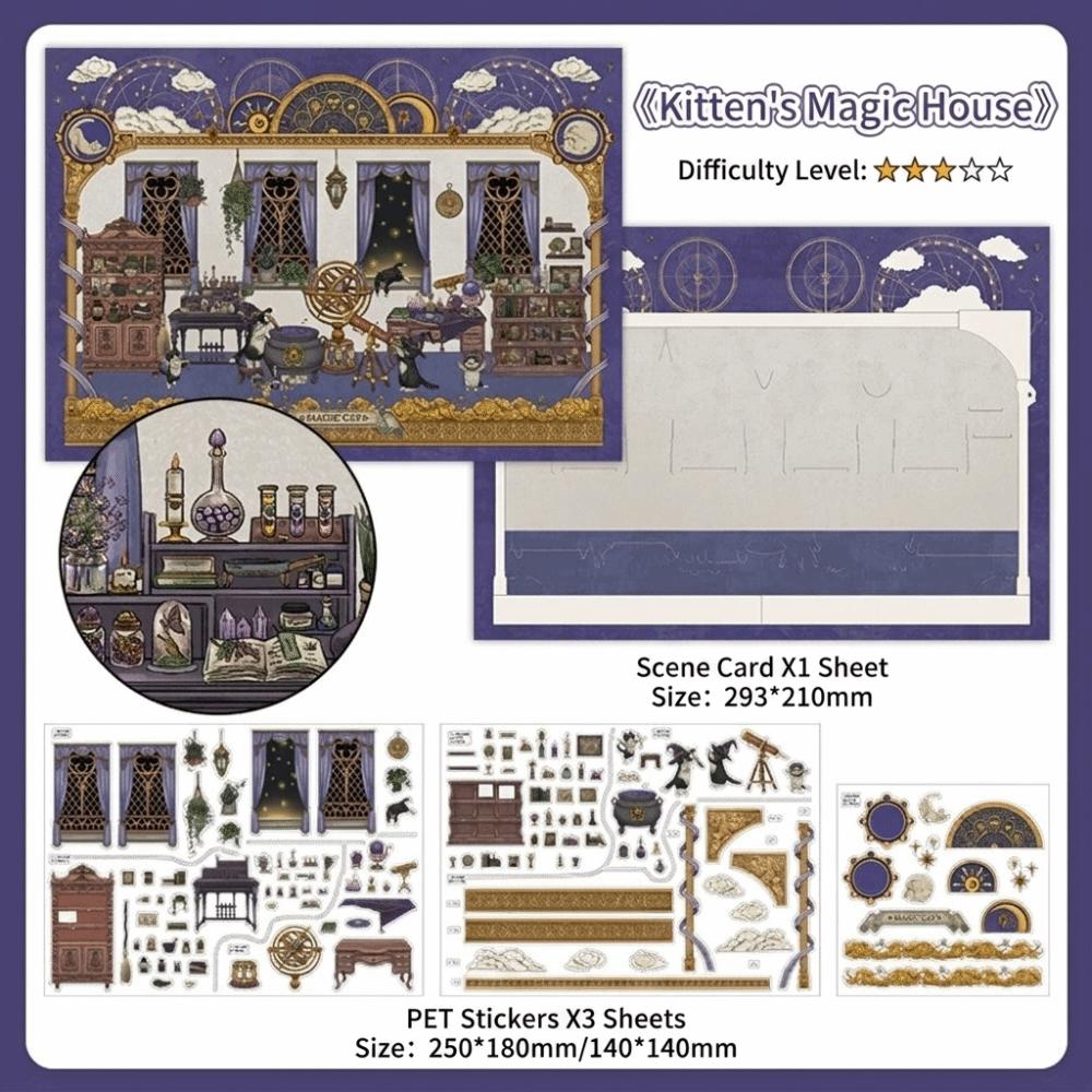 1 Scene Card 3 Sticker Sheets Layered Scene DIY Sticker Set Scrapbook Stickers DIY Craft
