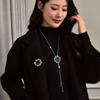 Autumn And Winter A Two-Wear Brooch Sweater Chain Temperament Pull Flower Long Necklace Luxury Versatile Accessories