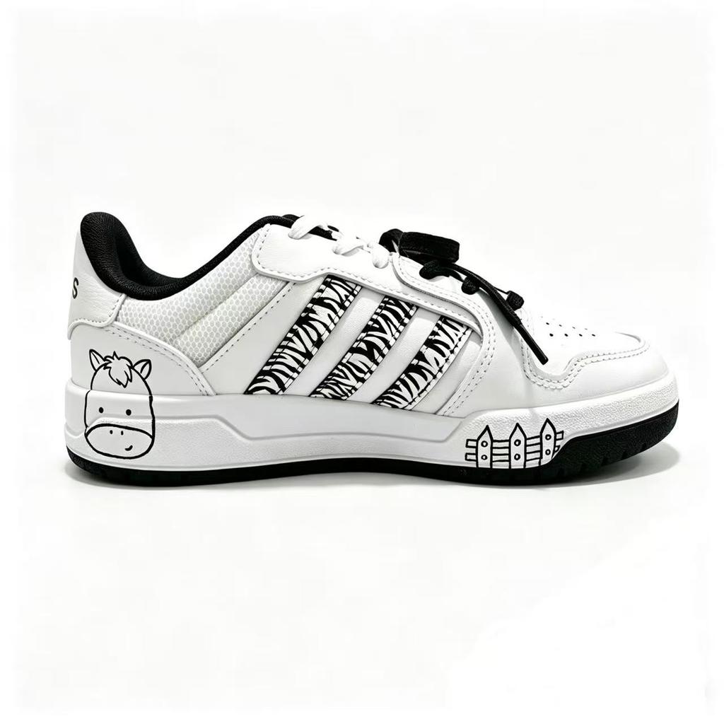 Adidas ENTRAP Pure Power Milk Leather Slip Resistant Low top Skateboard Shoes Unisex White Black GW5499(Team2124-)