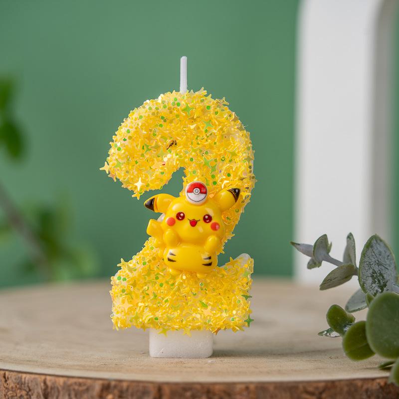 Креативное украшение для торта Pokémon своими руками Цифровые свечи на день рождения для празднования первого дня рождения