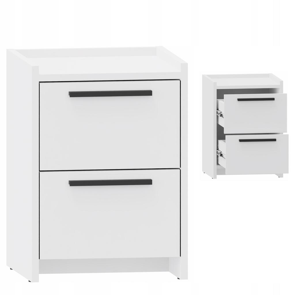 Altivo 2Sw Bedside Table, White, Small Chest Of Drawers, Bedside Table, 2 High Drawers