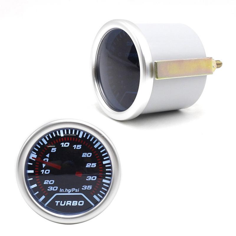 2"52mm 12V Racing Car Auto Turbo Boost Gauge -30In.hg~35PSI Smoke Lens Turbo Kit White LED Display Turbo Pressure Meter