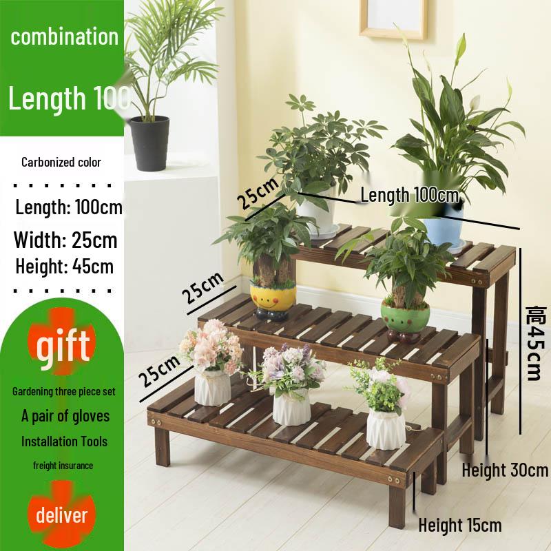 Multi-layer Solid Wood Indoor Balcony Plant Stand