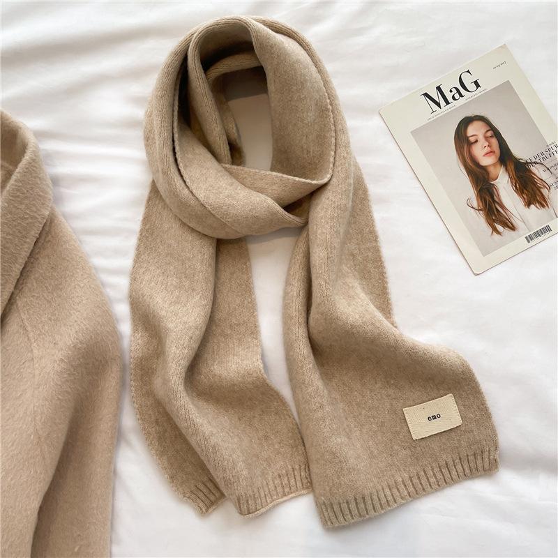 2024 Autumn And Winter New Knitted Scarf Solid Color Versatile Warm Scarf Long Candy Color Bright