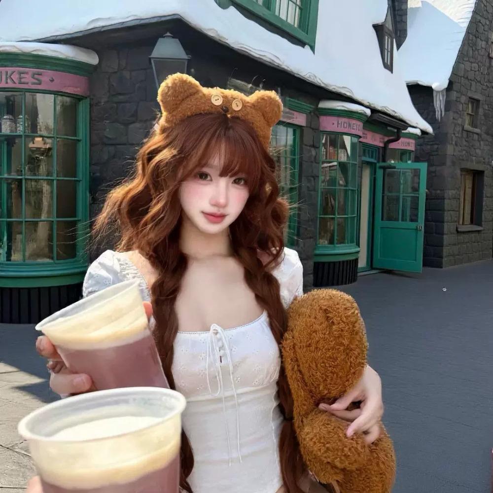 Wavy Long Double Braids Wig Orange Brown Halloween Costume Wig Party