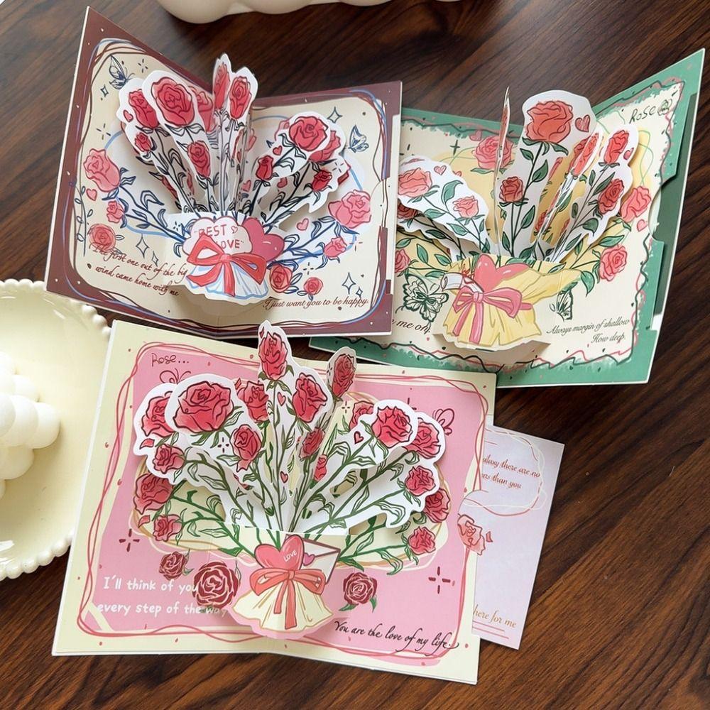 Всплывающая открытка ко Дню святого Валентина 3D открытки с благодарностью Романтическая поздравительная открытка Свадебные приглашения