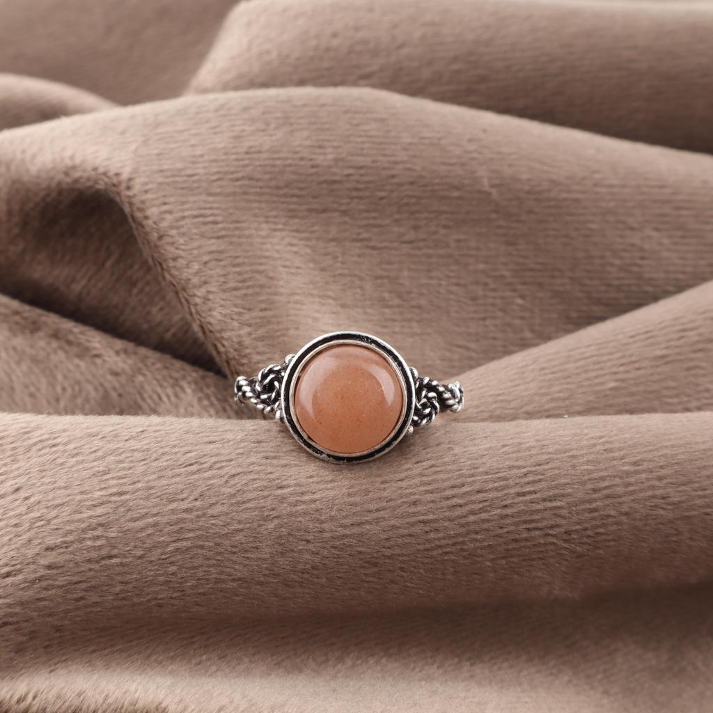 Peach Moonstone Gemstone Jewelry, 925 Solid Sterling Silver Ring, Handmade Gorgeous Silver Ring, For Wedding Gift