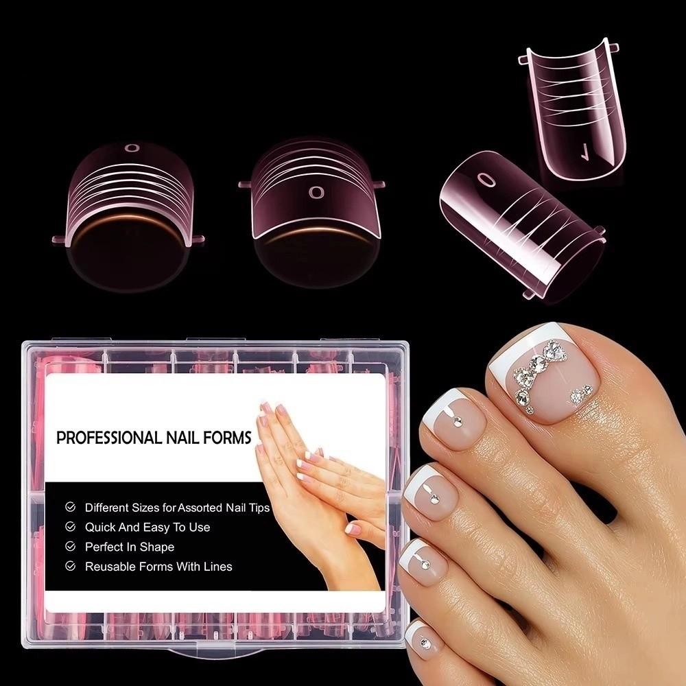 120pcs Full Cover False Tips Acrylic Poly Nail Gel Molds New Toe Nail Mold  For Extension